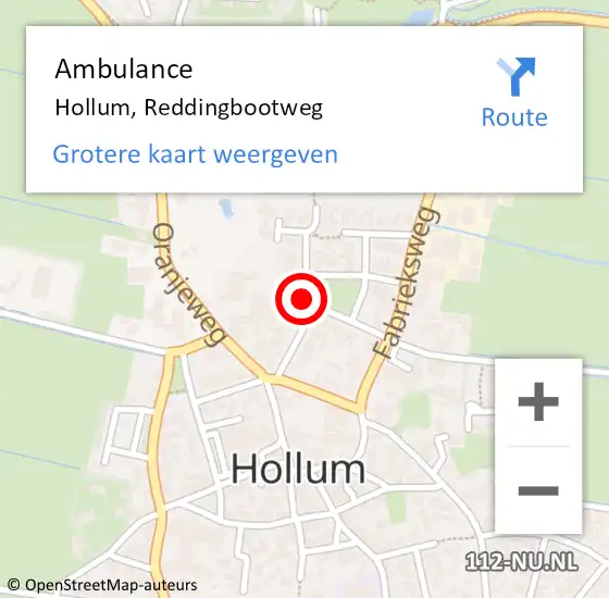 Locatie op kaart van de 112 melding: Ambulance Hollum, Reddingbootweg op 27 maart 2015 13:38