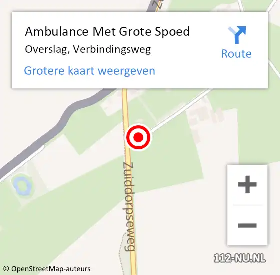 Locatie op kaart van de 112 melding: Ambulance Met Grote Spoed Naar Overslag, Verbindingsweg op 27 maart 2015 13:51