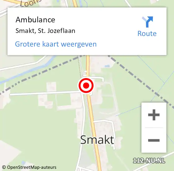 Locatie op kaart van de 112 melding: Ambulance Smakt, St. Jozeflaan op 27 maart 2015 14:00