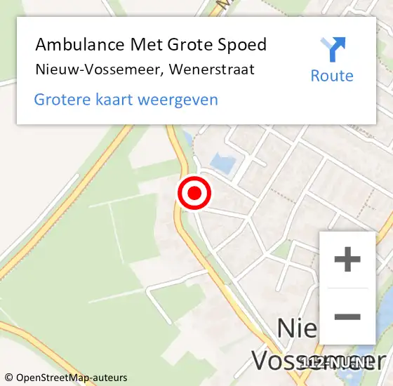 Locatie op kaart van de 112 melding: Ambulance Met Grote Spoed Naar Nieuw-Vossemeer, Wenerstraat op 27 maart 2015 15:18