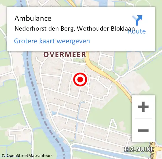 Locatie op kaart van de 112 melding: Ambulance Nederhorst den Berg, Wethouder Bloklaan op 27 maart 2015 15:26