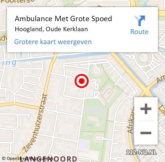 Locatie op kaart van de 112 melding: Ambulance Met Grote Spoed Naar Hoogland, Oude Kerklaan op 27 maart 2015 15:51