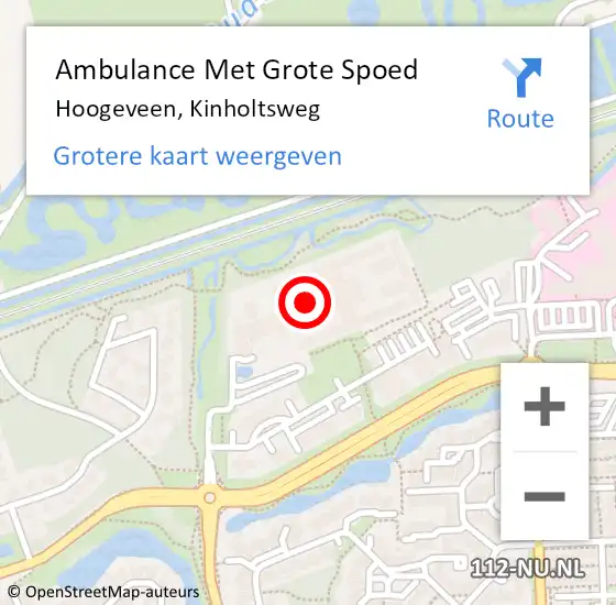 Locatie op kaart van de 112 melding: Ambulance Met Grote Spoed Naar Hoogeveen, Kinholtsweg op 27 maart 2015 16:04