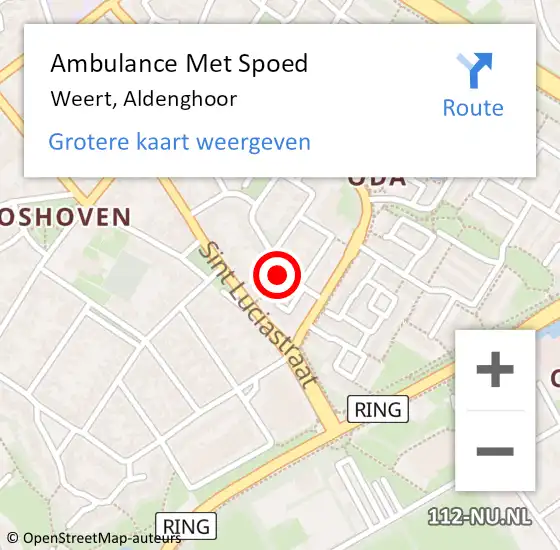 Locatie op kaart van de 112 melding: Ambulance Met Spoed Naar Weert, Aldenghoor op 27 maart 2015 16:26