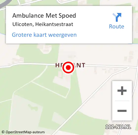 Locatie op kaart van de 112 melding: Ambulance Met Spoed Naar Ulicoten, Heikantsestraat op 27 maart 2015 16:54