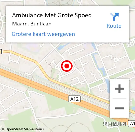 Locatie op kaart van de 112 melding: Ambulance Met Grote Spoed Naar Maarn, Buntlaan op 27 maart 2015 18:52