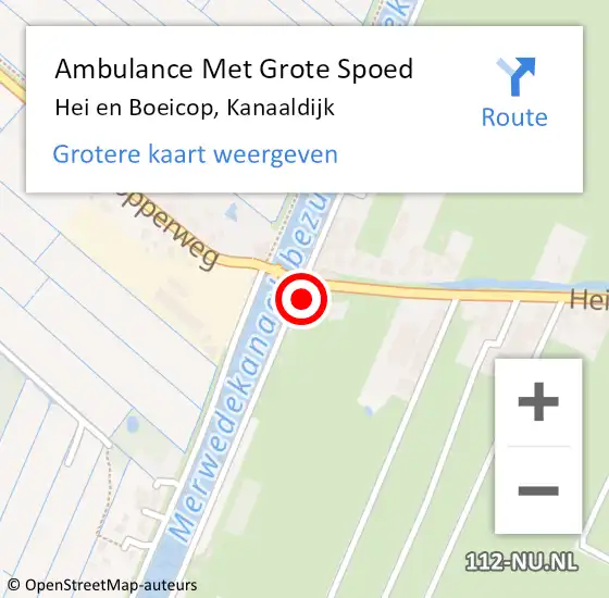 Locatie op kaart van de 112 melding: Ambulance Met Grote Spoed Naar Hei en Boeicop, Kanaaldijk op 27 maart 2015 20:01