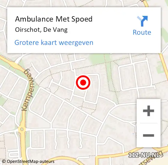 Locatie op kaart van de 112 melding: Ambulance Met Spoed Naar Oirschot, De Vang op 27 maart 2015 20:16