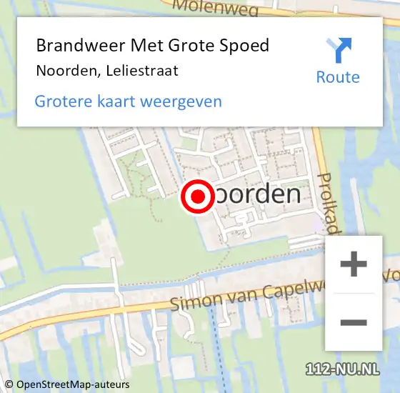 Locatie op kaart van de 112 melding: Brandweer Met Grote Spoed Naar Noorden, Leliestraat op 27 maart 2015 20:45