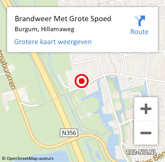 Locatie op kaart van de 112 melding: Brandweer Met Grote Spoed Naar Burgum, Hillamaweg op 27 maart 2015 20:54