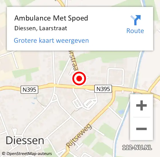 Locatie op kaart van de 112 melding: Ambulance Met Spoed Naar Diessen, Laarstraat op 27 maart 2015 20:57