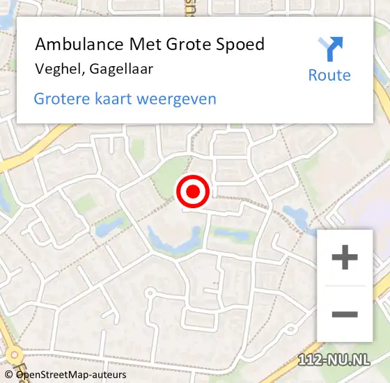 Locatie op kaart van de 112 melding: Ambulance Met Grote Spoed Naar Veghel, Gagellaar op 27 maart 2015 21:21