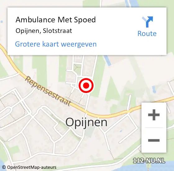 Locatie op kaart van de 112 melding: Ambulance Met Spoed Naar Opijnen, Slotstraat op 27 maart 2015 21:29