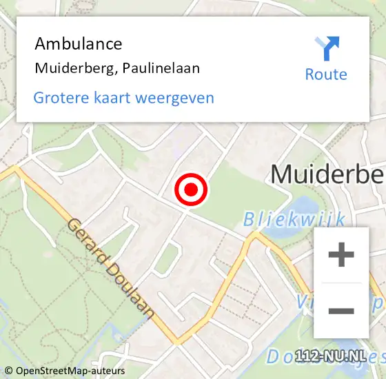 Locatie op kaart van de 112 melding: Ambulance Muiderberg, Paulinelaan op 27 maart 2015 21:37