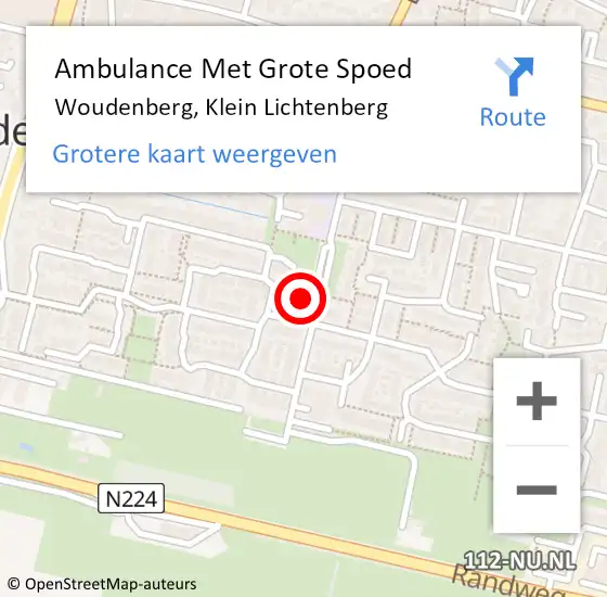 Locatie op kaart van de 112 melding: Ambulance Met Grote Spoed Naar Woudenberg, Klein Lichtenberg op 27 maart 2015 22:09