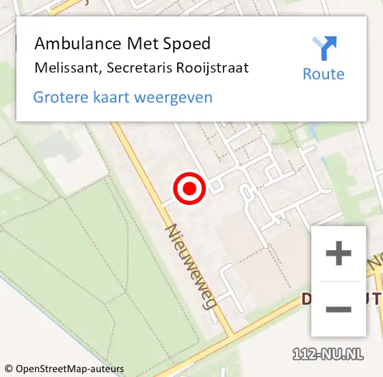 Locatie op kaart van de 112 melding: Ambulance Met Spoed Naar Melissant, Secretaris Rooijstraat op 27 maart 2015 23:16