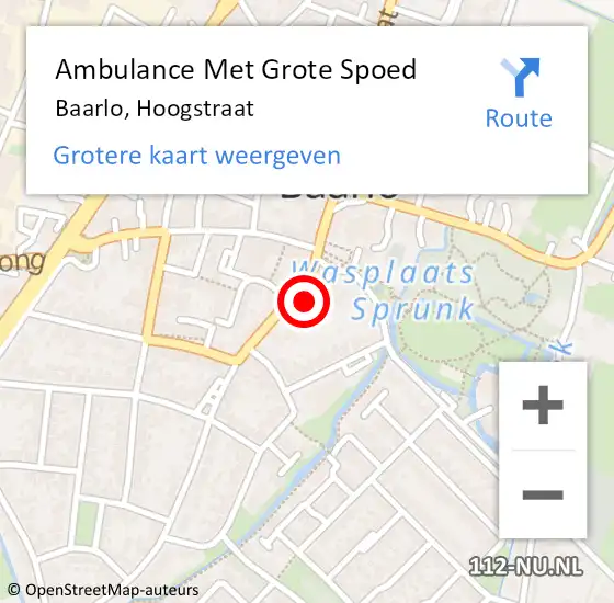 Locatie op kaart van de 112 melding: Ambulance Met Grote Spoed Naar Baarlo, Hoogstraat op 27 maart 2015 23:54