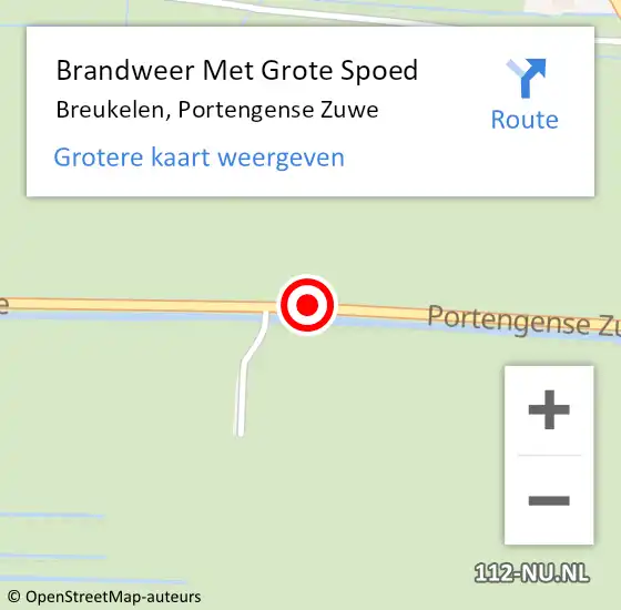 Locatie op kaart van de 112 melding: Brandweer Met Grote Spoed Naar Breukelen, Portengense Zuwe op 28 maart 2015 00:08