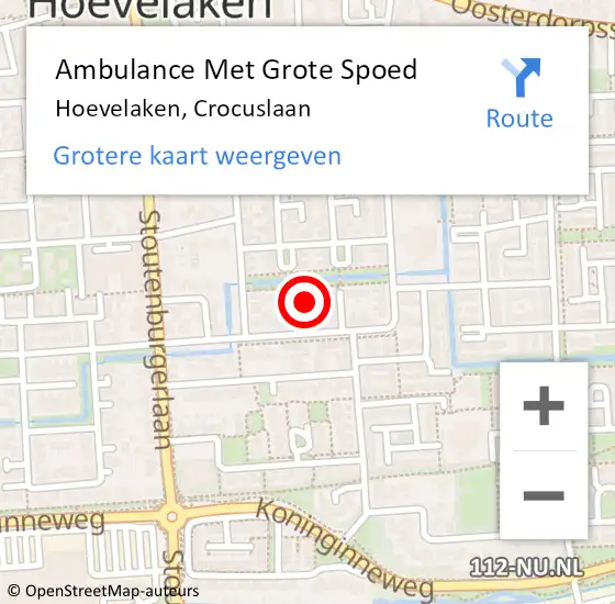 Locatie op kaart van de 112 melding: Ambulance Met Grote Spoed Naar Hoevelaken, Crocuslaan op 28 maart 2015 01:32