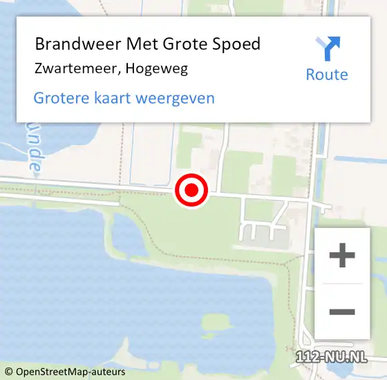 Locatie op kaart van de 112 melding: Brandweer Met Grote Spoed Naar Zwartemeer, Hogeweg op 28 maart 2015 02:29