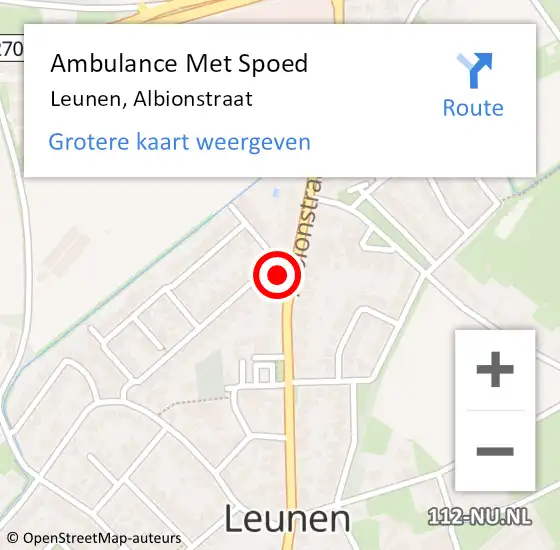 Locatie op kaart van de 112 melding: Ambulance Met Spoed Naar Leunen, Albionstraat op 28 maart 2015 02:35