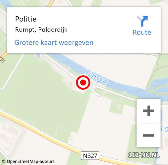 Locatie op kaart van de 112 melding: Politie Rumpt, Polderdijk op 28 maart 2015 03:51