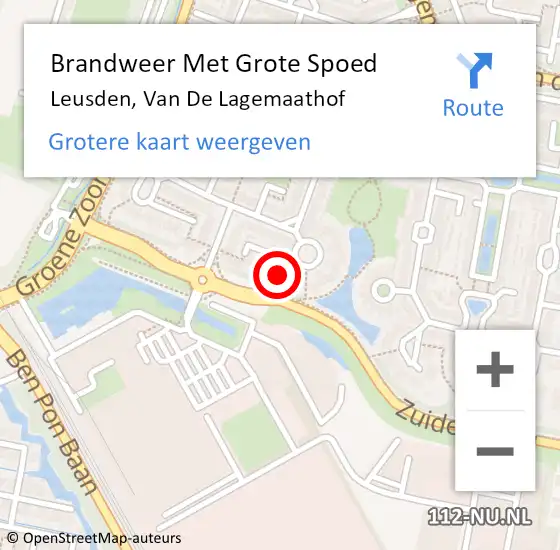 Locatie op kaart van de 112 melding: Brandweer Met Grote Spoed Naar Leusden, Van De Lagemaathof op 28 maart 2015 04:21