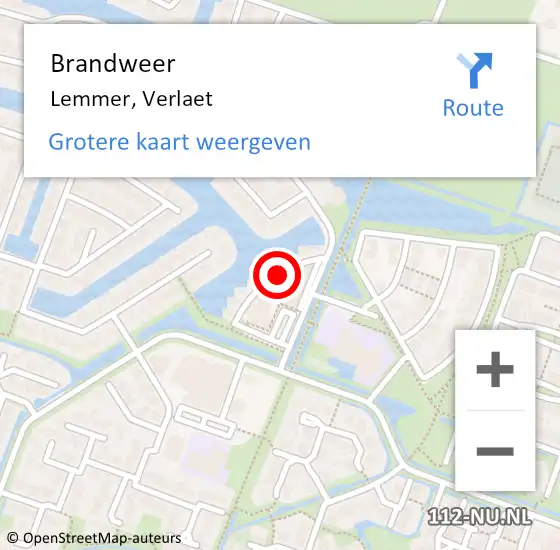 Locatie op kaart van de 112 melding: Brandweer Lemmer, Verlaet op 28 maart 2015 05:29