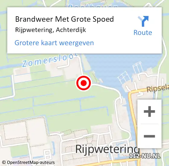 Locatie op kaart van de 112 melding: Brandweer Met Grote Spoed Naar Rijpwetering, Achterdijk op 28 maart 2015 05:48