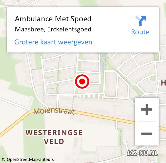 Locatie op kaart van de 112 melding: Ambulance Met Spoed Naar Maasbree, Erckelentsgoed op 11 september 2013 16:41