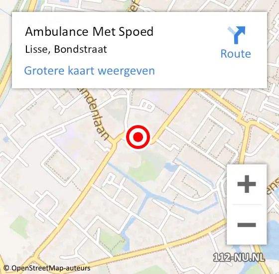 Locatie op kaart van de 112 melding: Ambulance Met Spoed Naar Lisse, Bondstraat op 3 november 2013 04:17