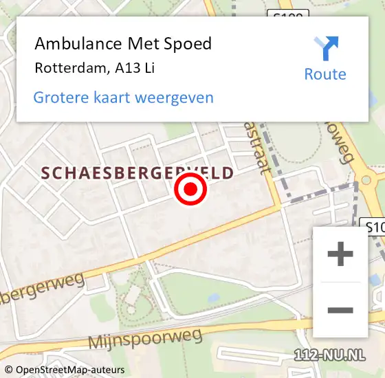 Locatie op kaart van de 112 melding: Ambulance Met Spoed Naar Rotterdam, A13 Li op 28 maart 2015 05:57
