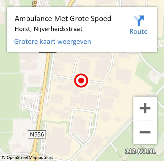 Locatie op kaart van de 112 melding: Ambulance Met Grote Spoed Naar Horst, Nijverheidsstraat op 28 maart 2015 07:16