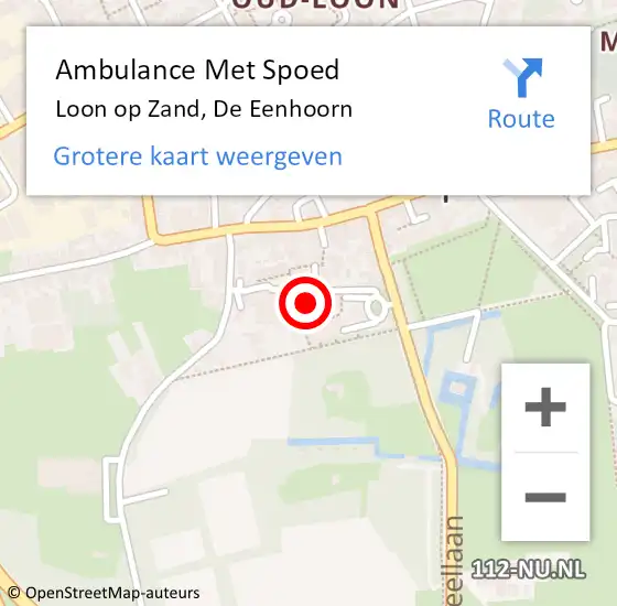 Locatie op kaart van de 112 melding: Ambulance Met Spoed Naar Loon op Zand, De Eenhoorn op 28 maart 2015 09:51