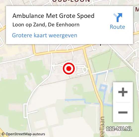 Locatie op kaart van de 112 melding: Ambulance Met Grote Spoed Naar Loon op Zand, De Eenhoorn op 28 maart 2015 09:52