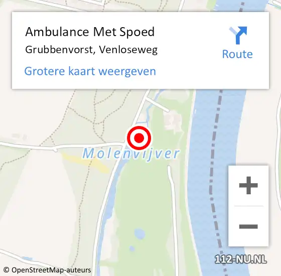 Locatie op kaart van de 112 melding: Ambulance Met Spoed Naar Grubbenvorst, Venloseweg op 28 maart 2015 10:14