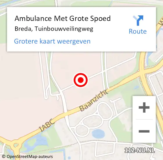 Locatie op kaart van de 112 melding: Ambulance Met Grote Spoed Naar Breda, Tuinbouwveilingweg op 28 maart 2015 10:23