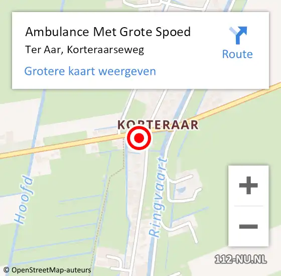 Locatie op kaart van de 112 melding: Ambulance Met Grote Spoed Naar Ter Aar, Korteraarseweg op 28 maart 2015 11:21