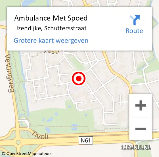 Locatie op kaart van de 112 melding: Ambulance Met Spoed Naar IJzendijke, Schuttersstraat op 28 maart 2015 11:33