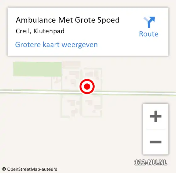 Locatie op kaart van de 112 melding: Ambulance Met Grote Spoed Naar Creil, Klutenpad op 28 maart 2015 11:45