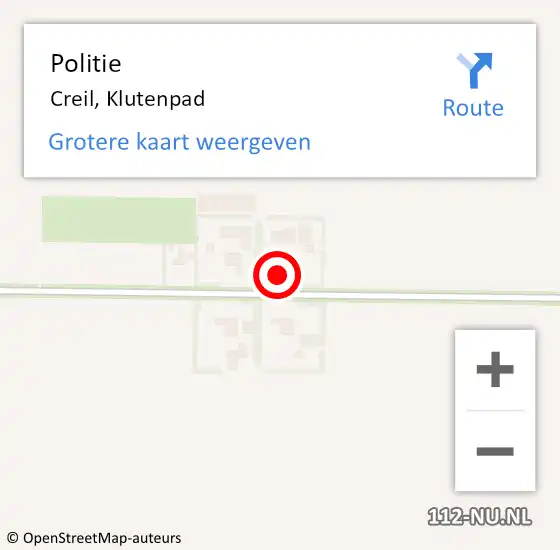 Locatie op kaart van de 112 melding: Politie Creil, Klutenpad op 28 maart 2015 11:52