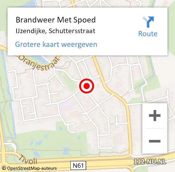 Locatie op kaart van de 112 melding: Brandweer Met Spoed Naar IJzendijke, Schuttersstraat op 28 maart 2015 11:54