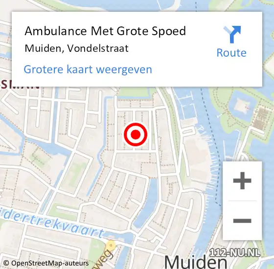 Locatie op kaart van de 112 melding: Ambulance Met Grote Spoed Naar Muiden, Vondelstraat op 28 maart 2015 11:58