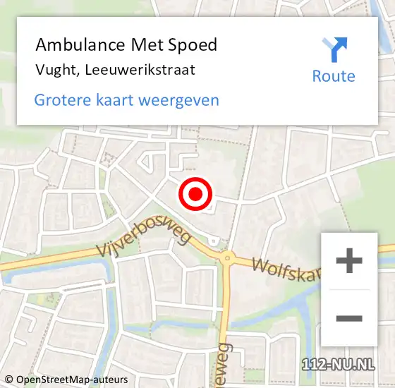 Locatie op kaart van de 112 melding: Ambulance Met Spoed Naar Vught, Leeuwerikstraat op 28 maart 2015 12:12