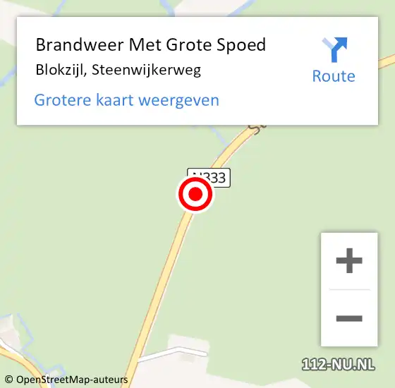 Locatie op kaart van de 112 melding: Brandweer Met Grote Spoed Naar Blokzijl, Steenwijkerweg op 28 maart 2015 12:54