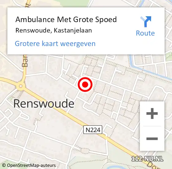 Locatie op kaart van de 112 melding: Ambulance Met Grote Spoed Naar Renswoude, Kastanjelaan op 28 maart 2015 13:02