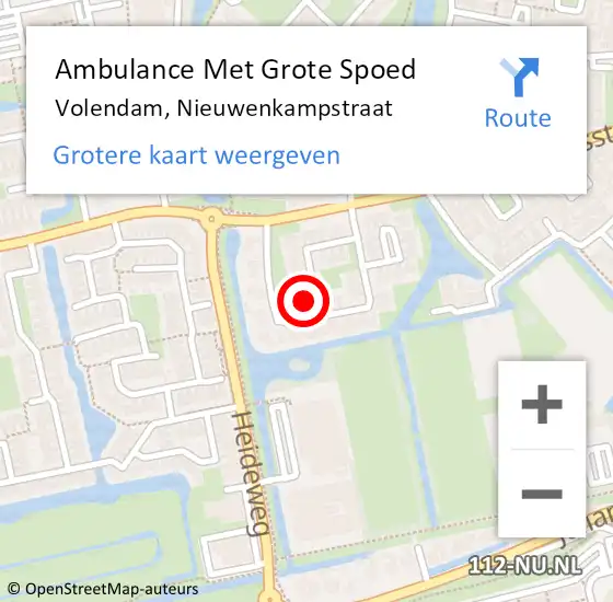 Locatie op kaart van de 112 melding: Ambulance Met Grote Spoed Naar Volendam, Nieuwenkampstraat op 28 maart 2015 13:06