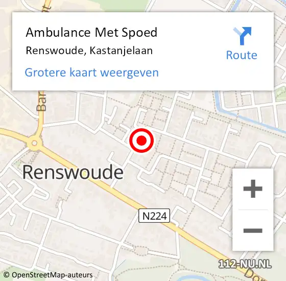 Locatie op kaart van de 112 melding: Ambulance Met Spoed Naar Renswoude, Kastanjelaan op 28 maart 2015 13:32