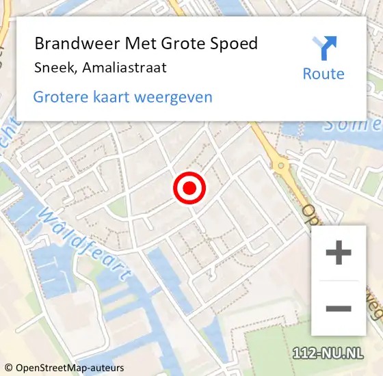 Locatie op kaart van de 112 melding: Brandweer Met Grote Spoed Naar Sneek, Amaliastraat op 28 maart 2015 13:34