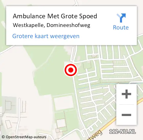 Locatie op kaart van de 112 melding: Ambulance Met Grote Spoed Naar Westkapelle, Domineeshofweg op 28 maart 2015 14:13